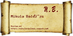 Mikula Balázs névjegykártya